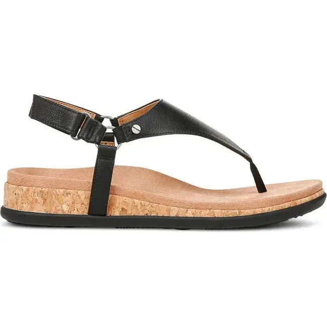 Vionic Women's Kirra II Toe Post Sling Back Sandal Black Leather I8691L2001