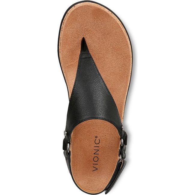 Vionic Women's Kirra II Toe Post Sling Back Sandal Black Leather I8691L2001