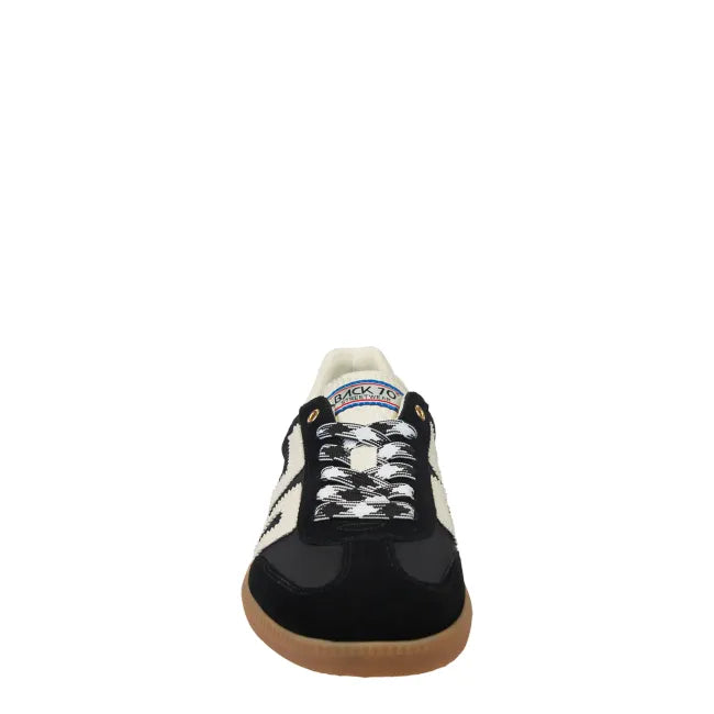 Front of lace up Back 70 Ghost women’s retro fashion street sneaker in black.