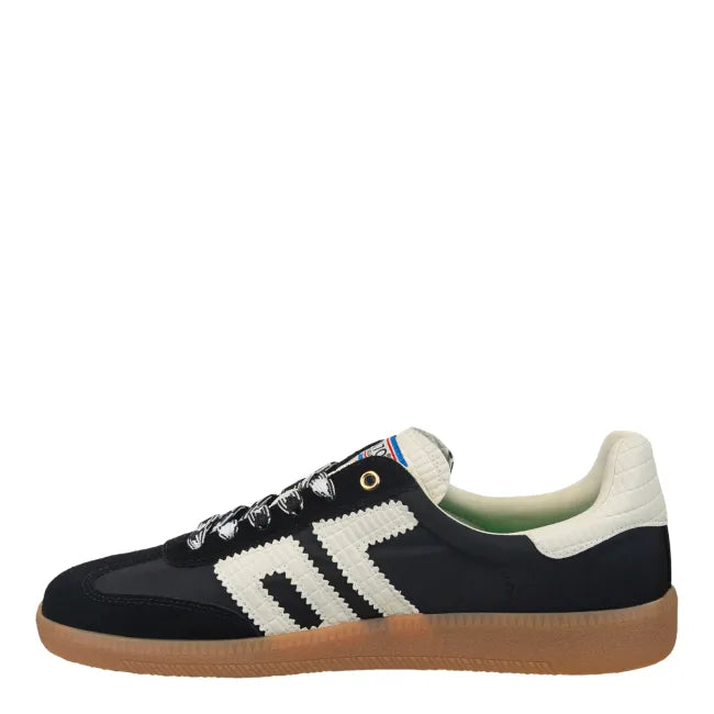 Medial side of Back 70 Ghost women’s retro fashion street sneaker in black.