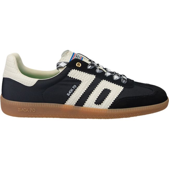 Lateral side of Back 70 Ghost women’s retro fashion street sneaker in black.