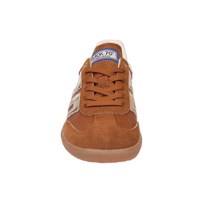 Front of lace up Back 70 Ghost women’s retro fashion street sneaker in brown