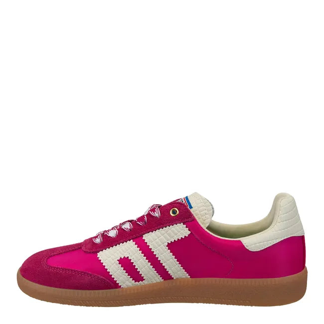 Medial side of Back 70 Ghost women’s retro fashion street sneaker in cherry red