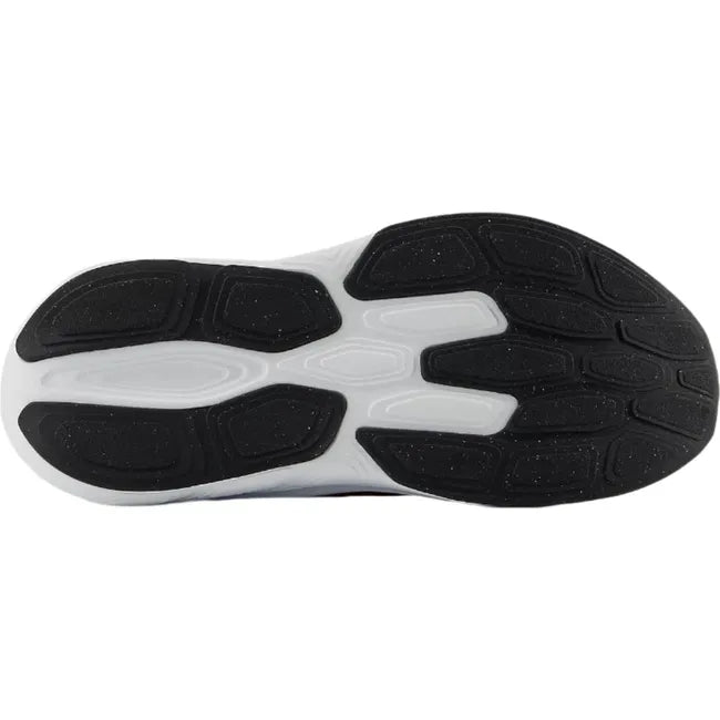 Sole view of Kids New Balance Fresh Foam 625 Running Shoe in red with a white sole and black tread