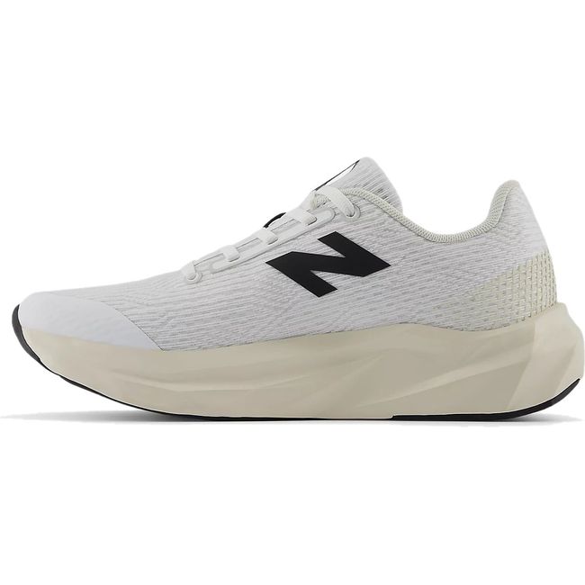 Medial side of New Balance Big Kids' FuelCell Propel V5 Running Shoe in White Black and Linen