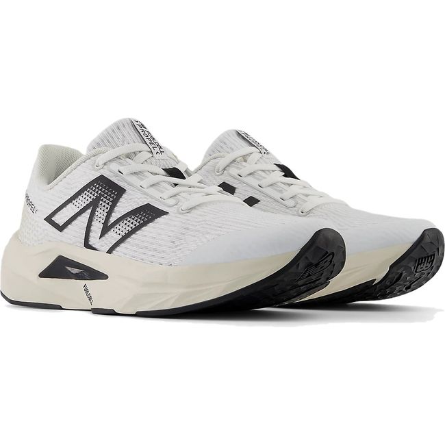 Pair of New Balance Big Kids' FuelCell Propel V5 Running Shoes in White Black and Linen