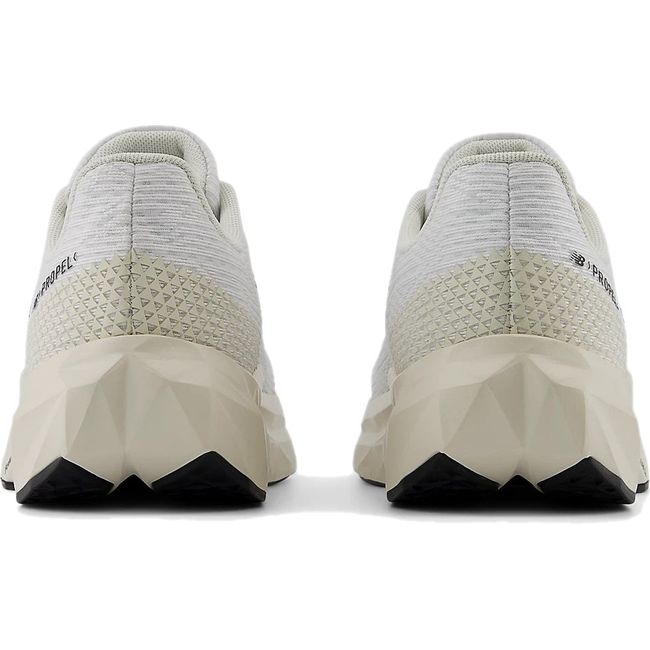 Heels of New Balance Big Kids' FuelCell Propel V5 Running Shoes in White Black and Linen