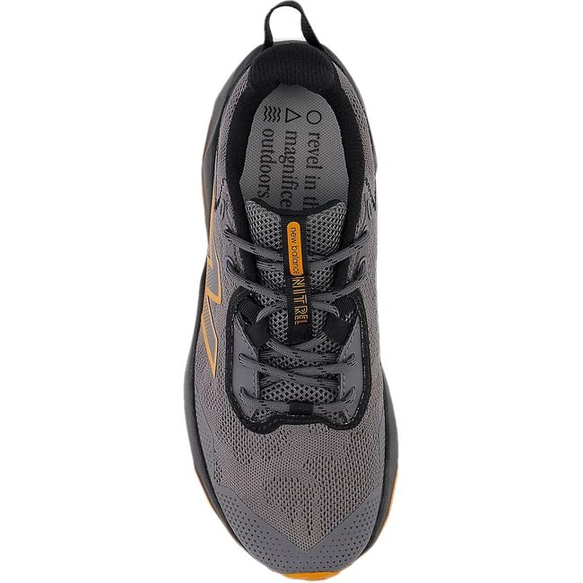 Bungee lace upper of New Balance Big Kids' DynaSoft Nitrel V6 Trail Running Shoe in castlerock gray
