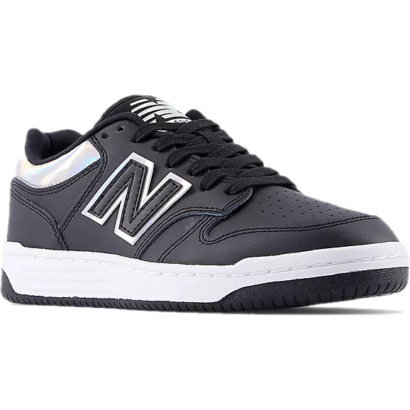 Angled side of New Balance Kids' 480 Lifestyle Shoe (Youth) in Iridescent Black