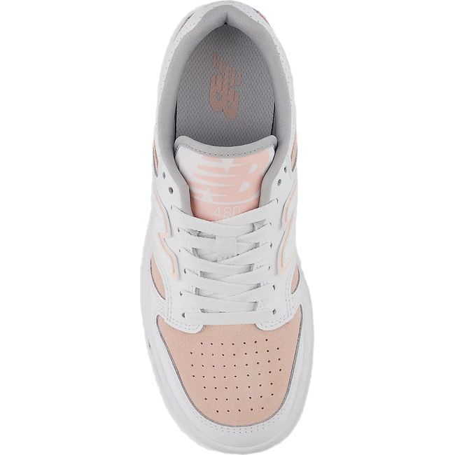 Upper of New Balance Big Kids' 480 Lifestyle Shoe in pink and white 