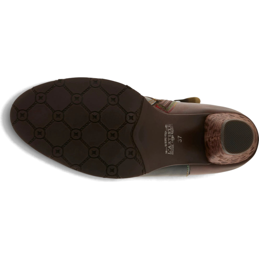 Sole of black multi leather with leopard print L&