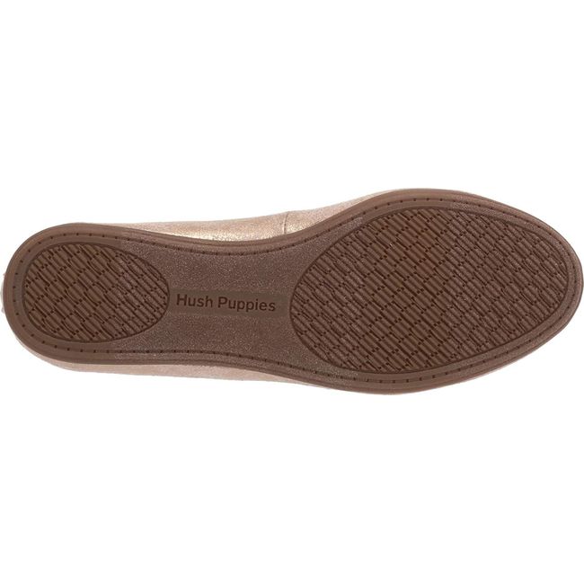 Sole of Kids Hush Puppies Josie Flat in Rose Gold upper with brown outsole