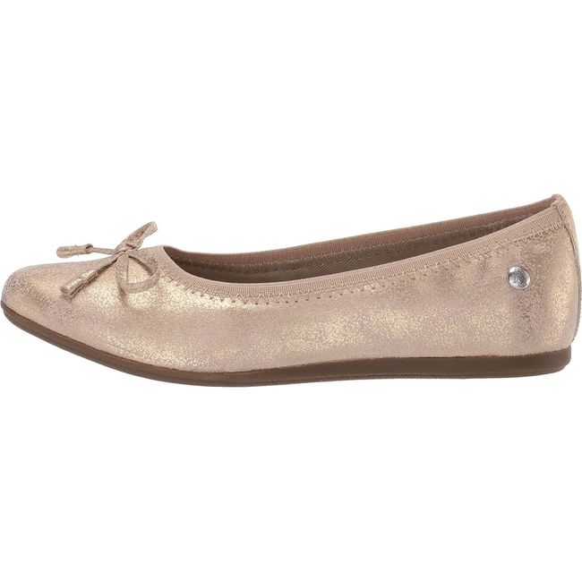 Lateral side of Kids Hush Puppies Josie Flat in Rose Gold with a bow tie