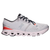 Lateral side of women's On Cloud X 4 sneakers in gray with pink, orange and black accents