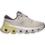 Lateral side of On Cloud Cloudflyer 5 running shoes in cream with half white, half yellow midsole