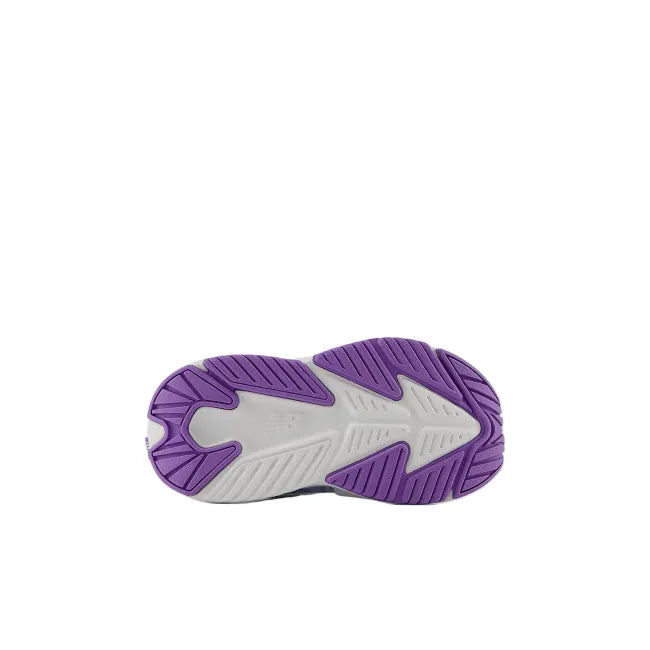 New Balance Rave Run V2 infant shoe rubber outsole in violet crush showing flexible traction pattern