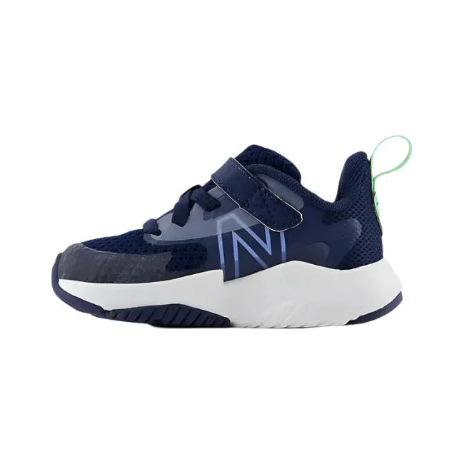 Medial of New Balance Infant Rave Run V2 Velcro Top Strap Running Shoe in navy