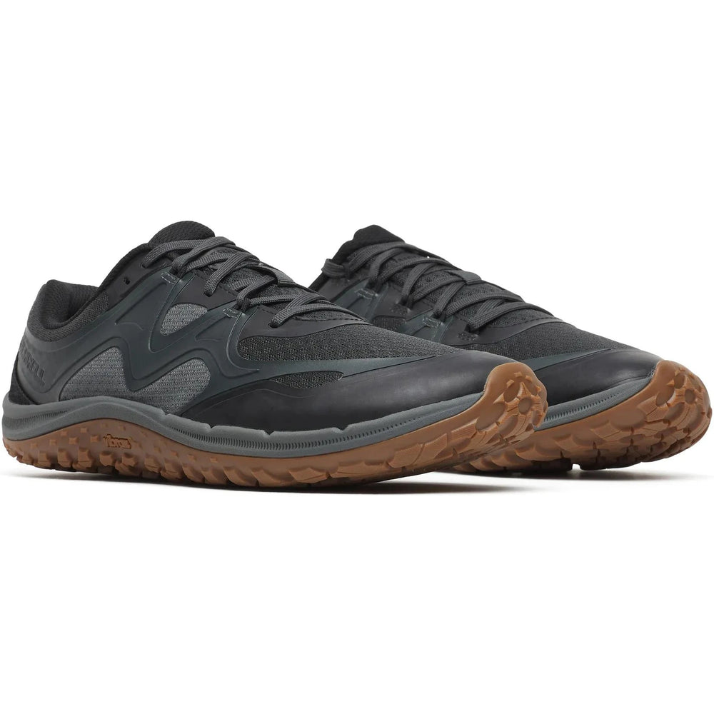 Pair of Merrell Men's Trail Glove 8 Minimalist Trail Running Shoe in Black/Gum