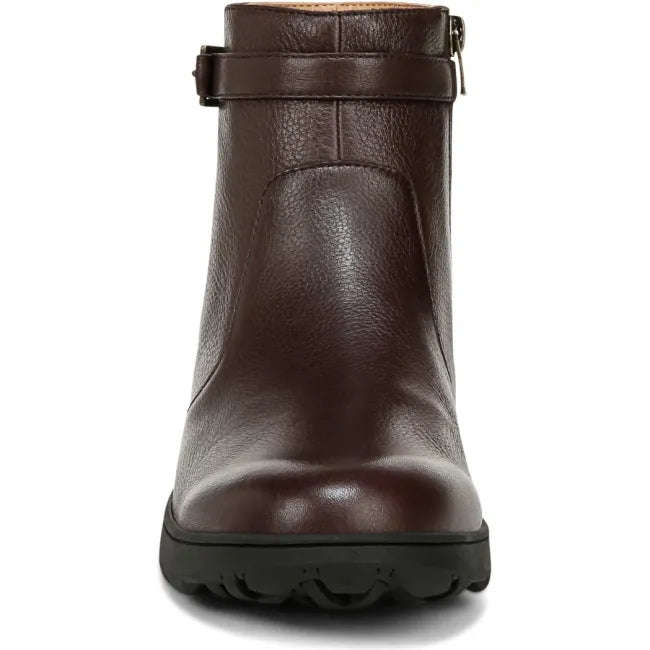 Front of Vionic Women's Redding Ankle Boot in Chocolate Ganache Leather