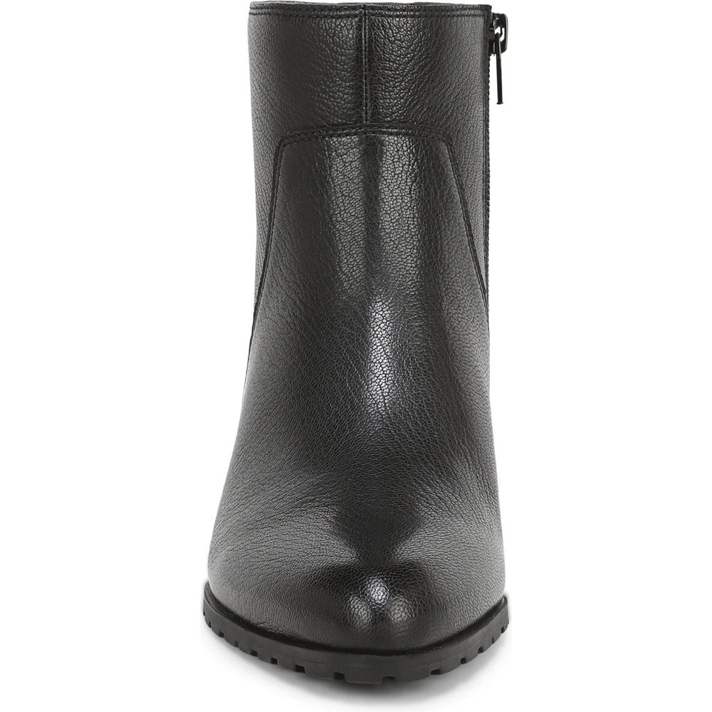 Front of Vionic Women's Bianca Ankle Boot in Black Leather