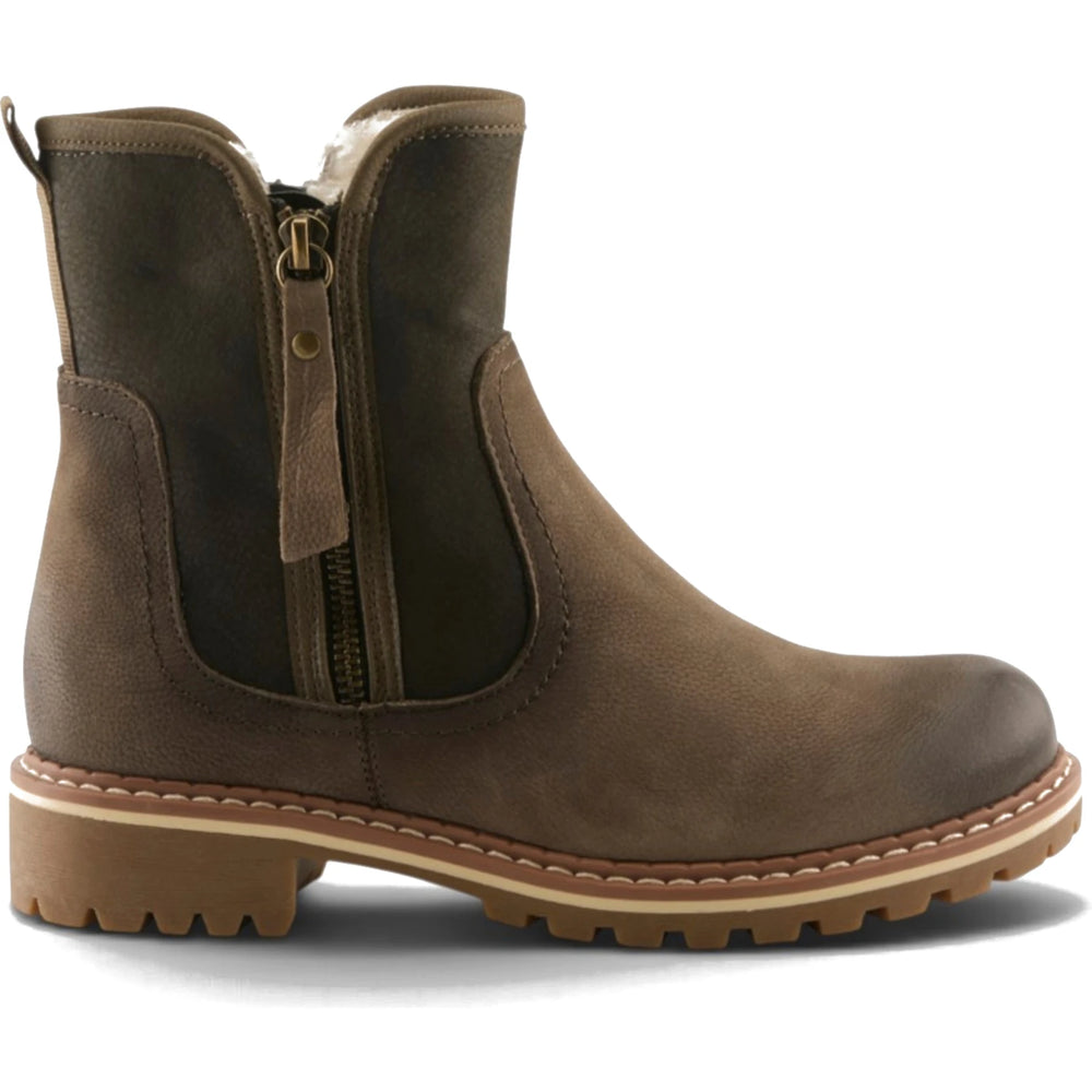 Lateral side of Spring Step Women's Jovany Boot in olive green leather