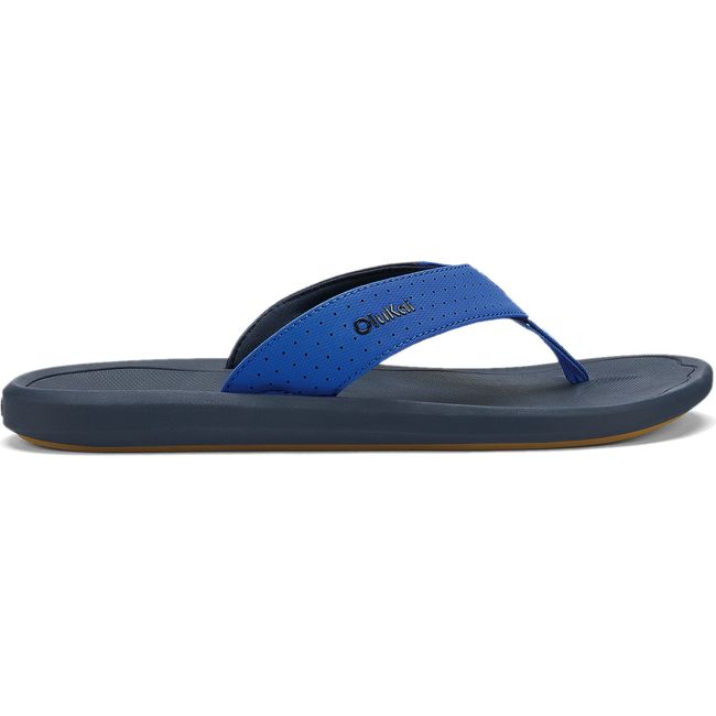 Lateral side of Men's Olukai Ki'i Flip Flop in Blossom Mood Indigo