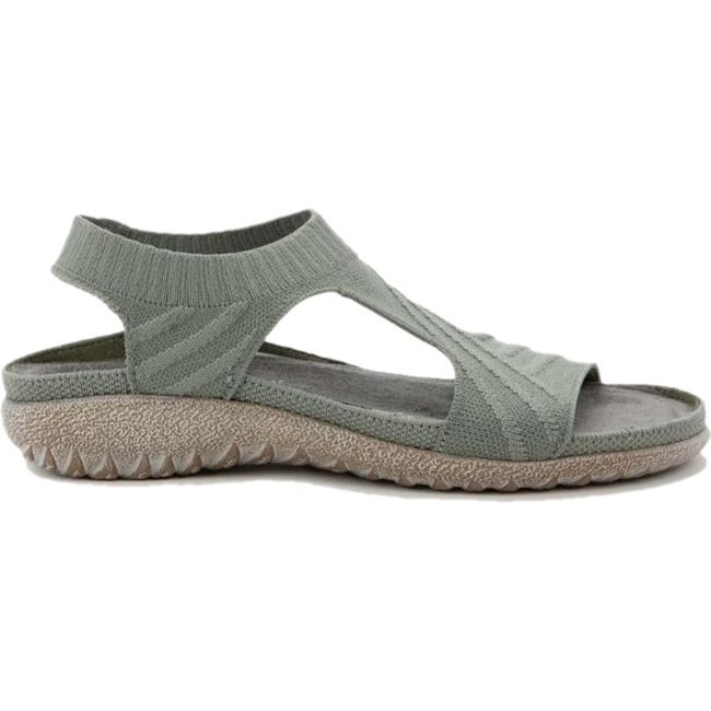 Lateral side of Women's Naot Kawhia Sandal in Sage Knit