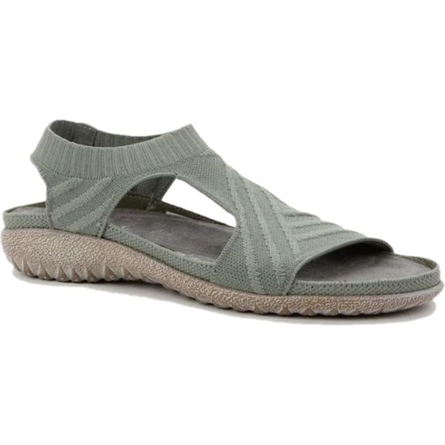 Front angled view of Women's Naot Kawhia Sandal in Sage Knit