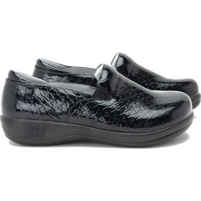 Alegria Women's Keli Loafer in Black Tie Patent, lateral view