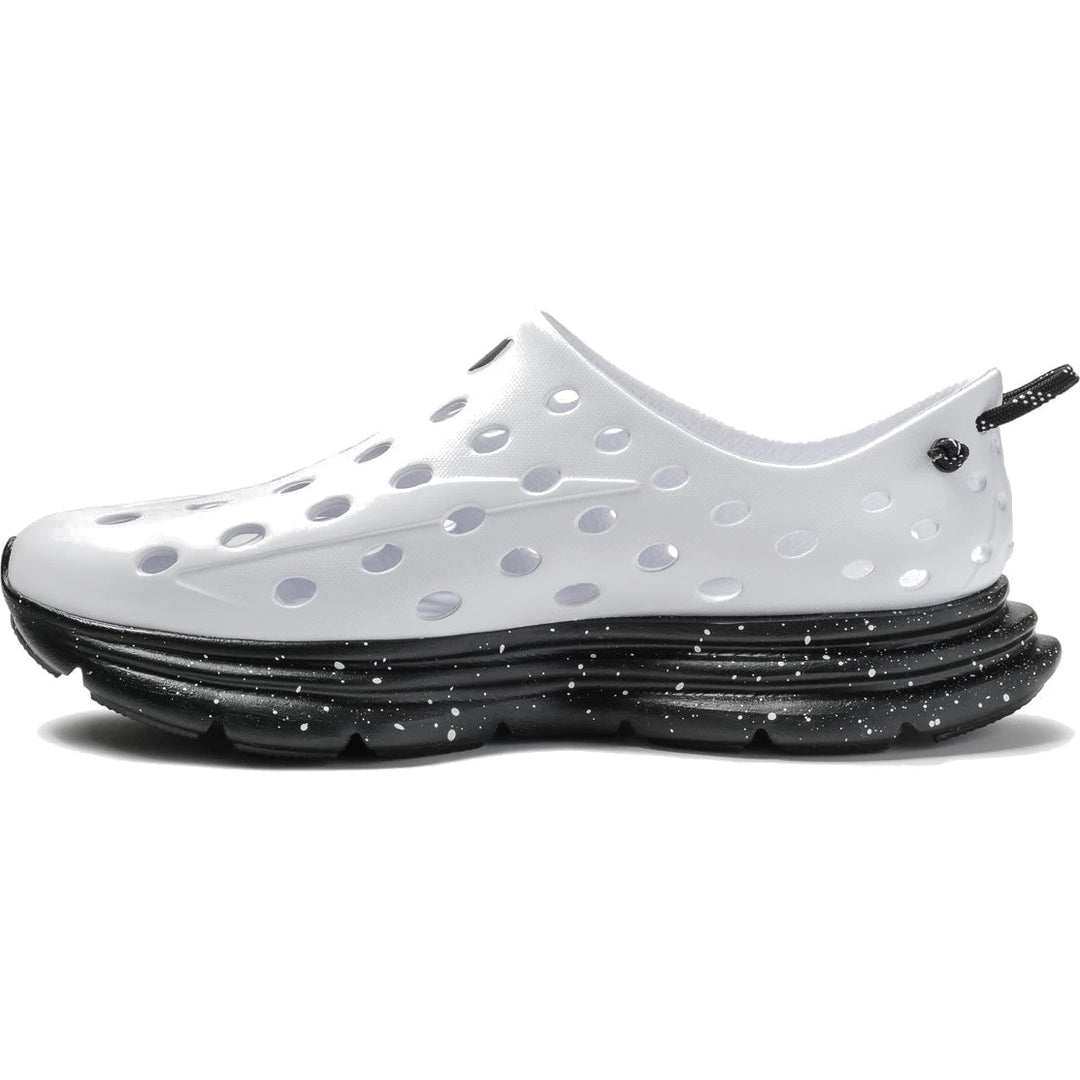 Medial side of Kane Unisex Revive Recovery Shoe in White/Black Speckle