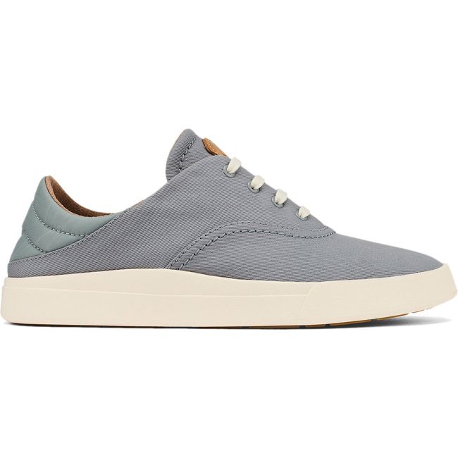 Lateral side of Women's Olukai Kohu Sneaker in Mist Grey canvas