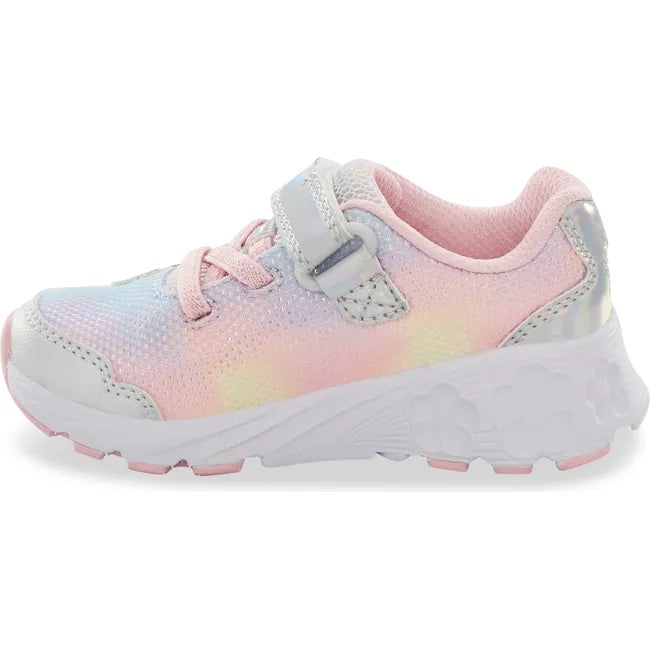 Medial side of Little Kids Stride Rite Lighted Glimmer 2.0 Sneaker in Rainbow multicolor
