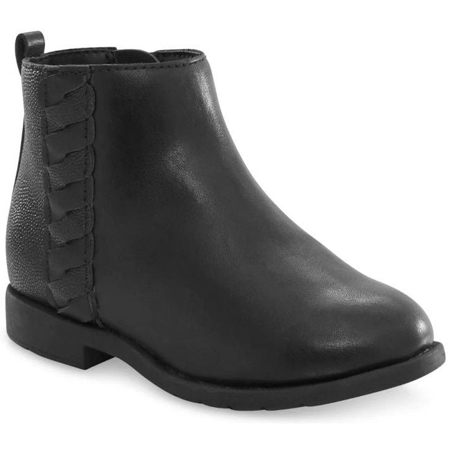 Angled side of Toddler Stride Rite Carolyn Bootie in black leather