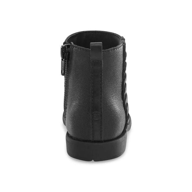 Heel of Toddler Stride Rite Carolyn Ankle Bootie in black leather