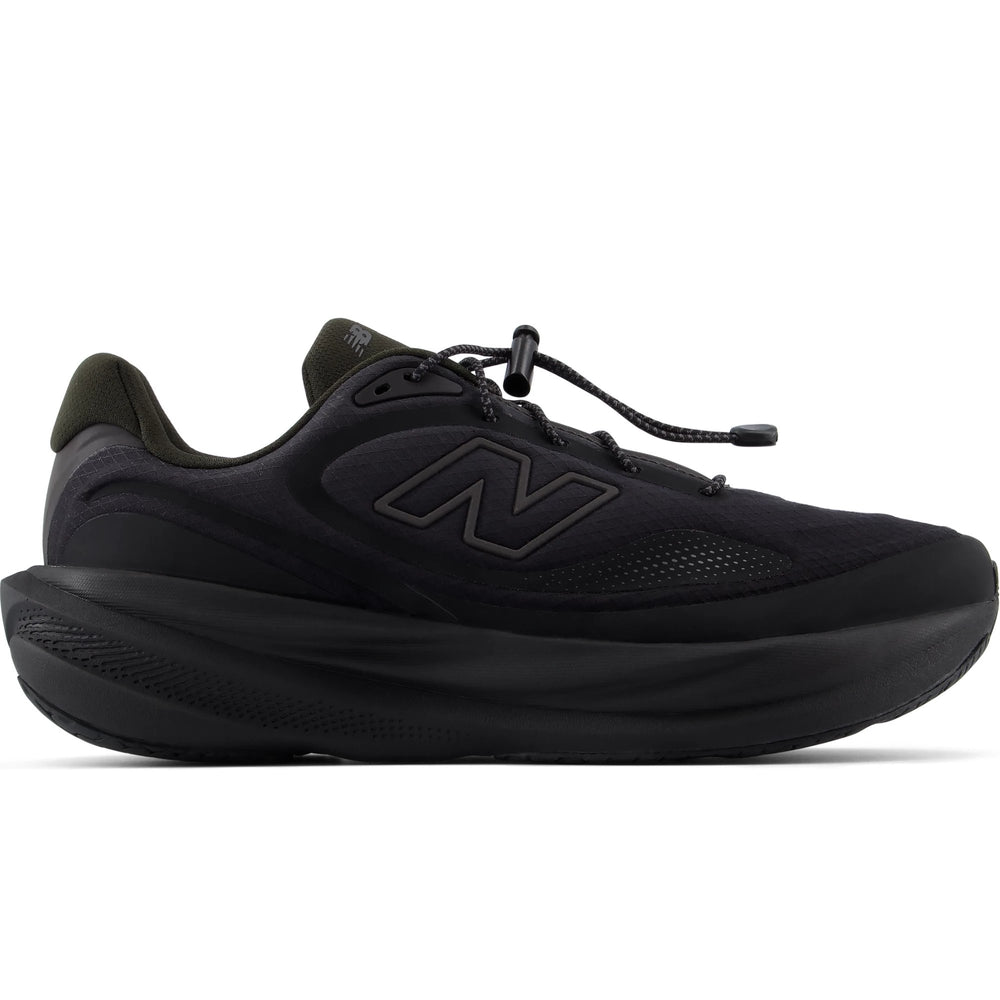 Side of New Balance Men's 1080 v15 Pykrete Running Shoe in Black/Black Cement
