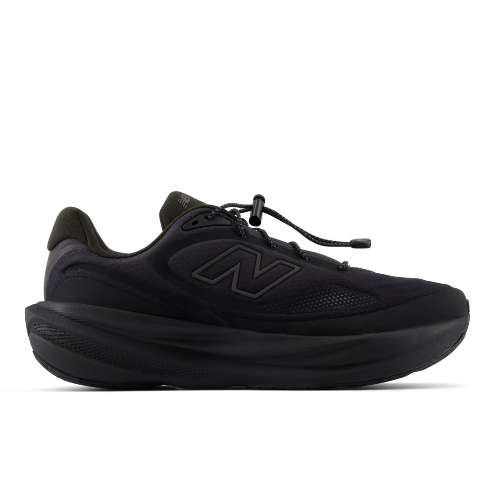 New Balance Men's Fresh Foam X 1080 V15 Pykrete Running Shoe in Black/Black Cement, outside view