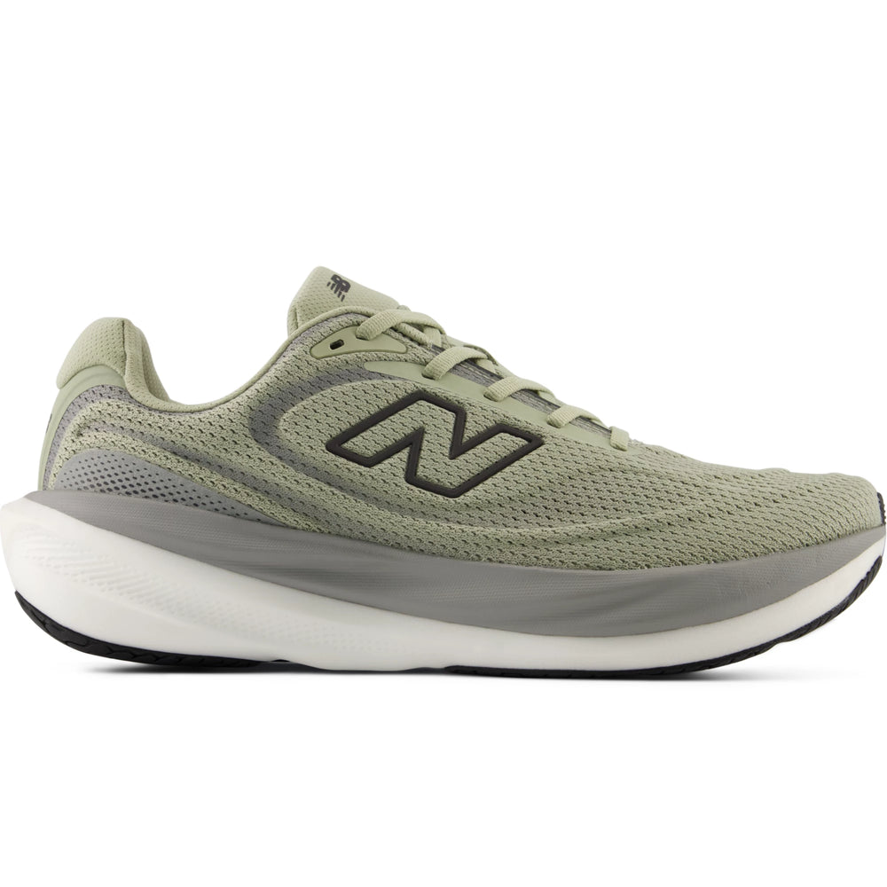 Side of New Balance Men's 1080 v15 Running Shoe in Olivine/Faded Black/Slate Grey
