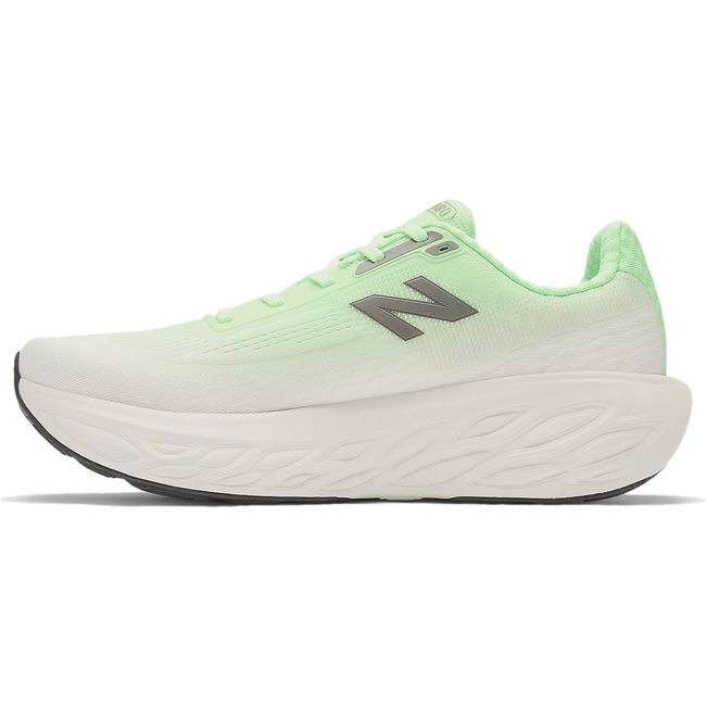 Medial side of Men&#39;s New Balance Fresh Foam X 1080 V14 Running Shoe in Electric Jade white and green