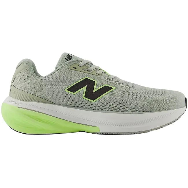 New Balance Men's Fresh Foam X 860 V15 stability running shoe in Lone Star Grey with neon Afterglow green midsole accent