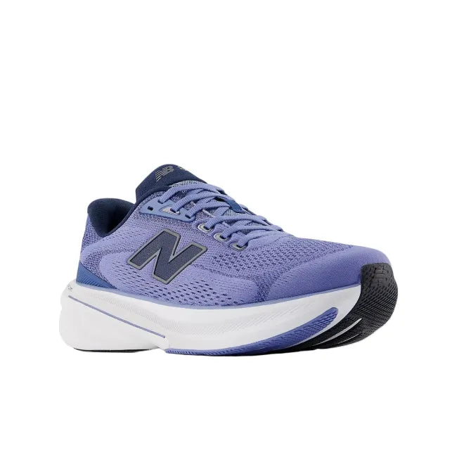 Side profile of New Balance 860 V15 men's running shoe in fairweather blue showing rocker profile and cushioned midsole
