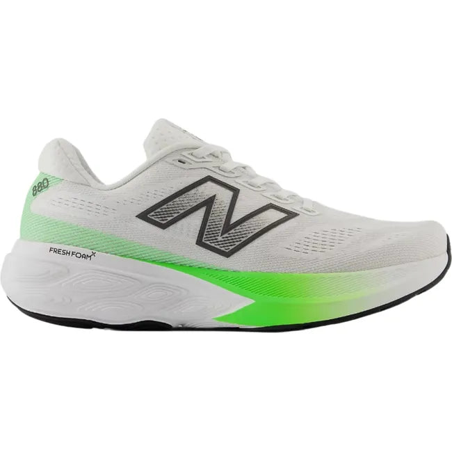 Lateral side of New Balance Men's Fresh Foam X 880 V15 Running Shoe in grey and electric jade