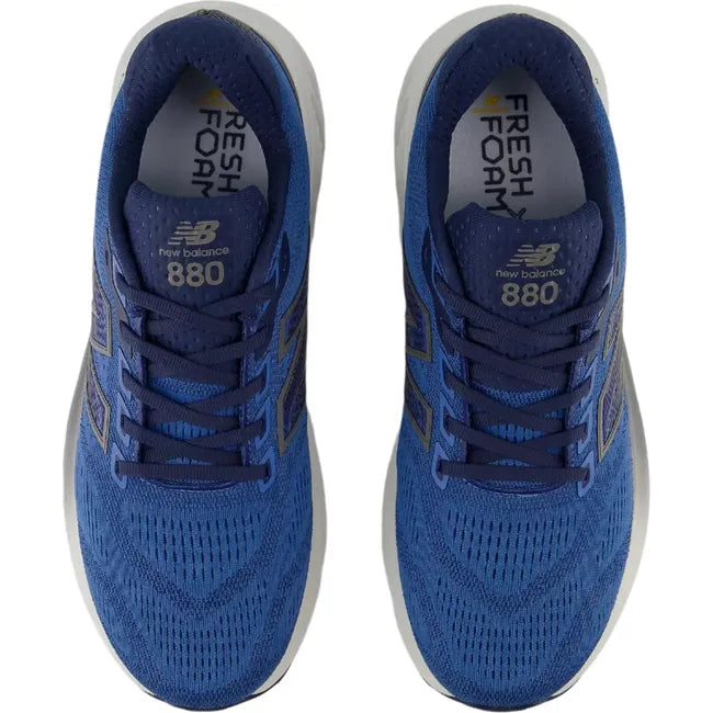 Top down view of New Balance Men's Fresh Foam X 880 V15 Running Shoes in NB navy blue