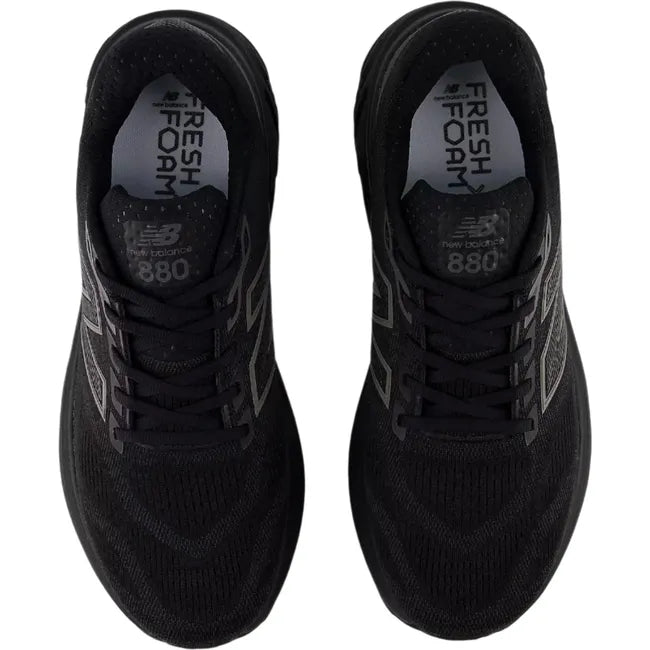 Top down view of New Balance Men's Fresh Foam X 880v15 Running Shoes in all black