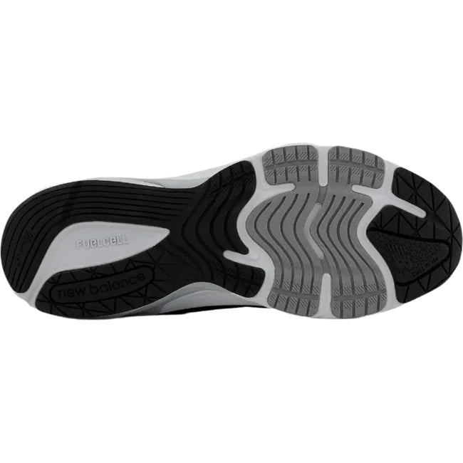 Sole of Men's New Balance 990v6 Running Shoe in navy with white sole and black and gray tread