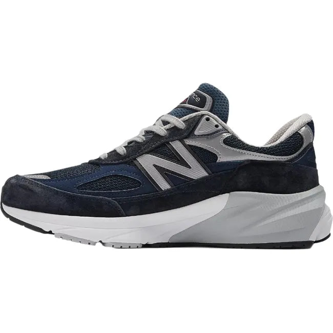 Medial view of Men's New Balance 990v6 Running Shoe in navy with white sole