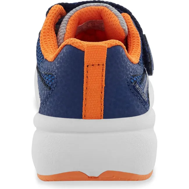 Heel of Little Kids' Stride Rite Journey 3.0 Sneaker in navy and orange
