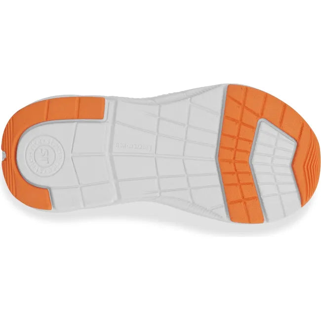 White sole of Little Kids' Stride Rite Journey 3.0 Sneaker in navy and orange