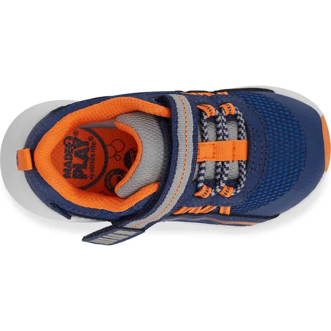 Upper of Little Kids' Stride Rite Journey 3.0 Adaptable Sneaker in navy and orange