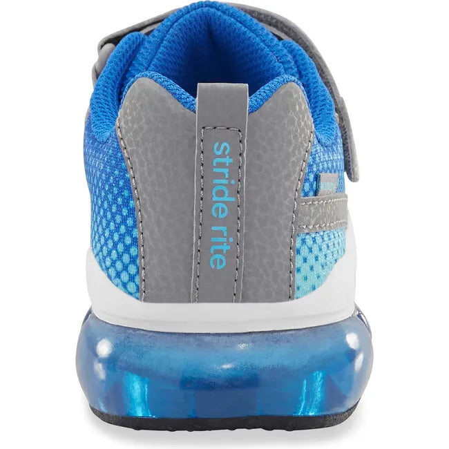 Heel of Kids' Stride Rite Surge Bounce Light Up Sneaker in grey and blue