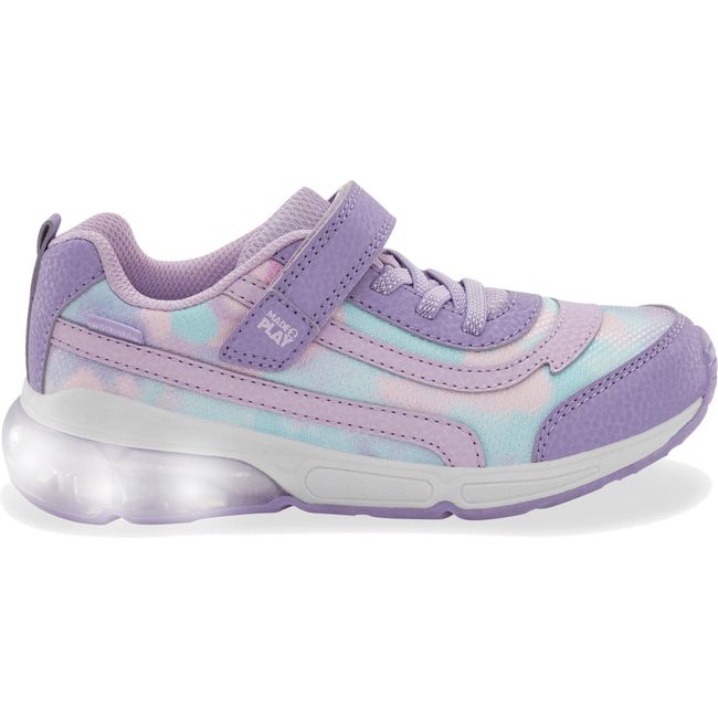 Lateral side of Kids' Stride Rite Surge Bounce Light Up Sneaker in Lilac with velcro strap